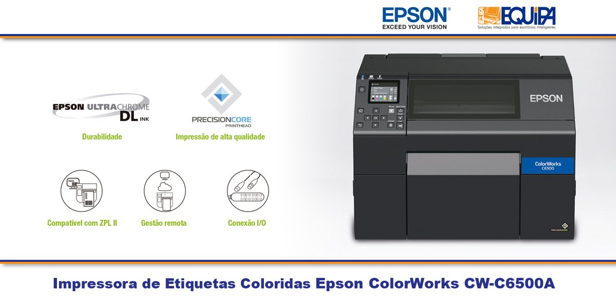 equipainfo's tweet image. A #impressora ColorWorks CW-C6500A @epsondobrasil  imprime #etiquetas #coloridas conforme a demanda do seu #negócio. Imprime em velocidades de até 12,7cm/s. #Resolução Máxima de 1200 dpi, produz imagens nítidas, semelhantes às de etiquetas encomendadas a gráficas.