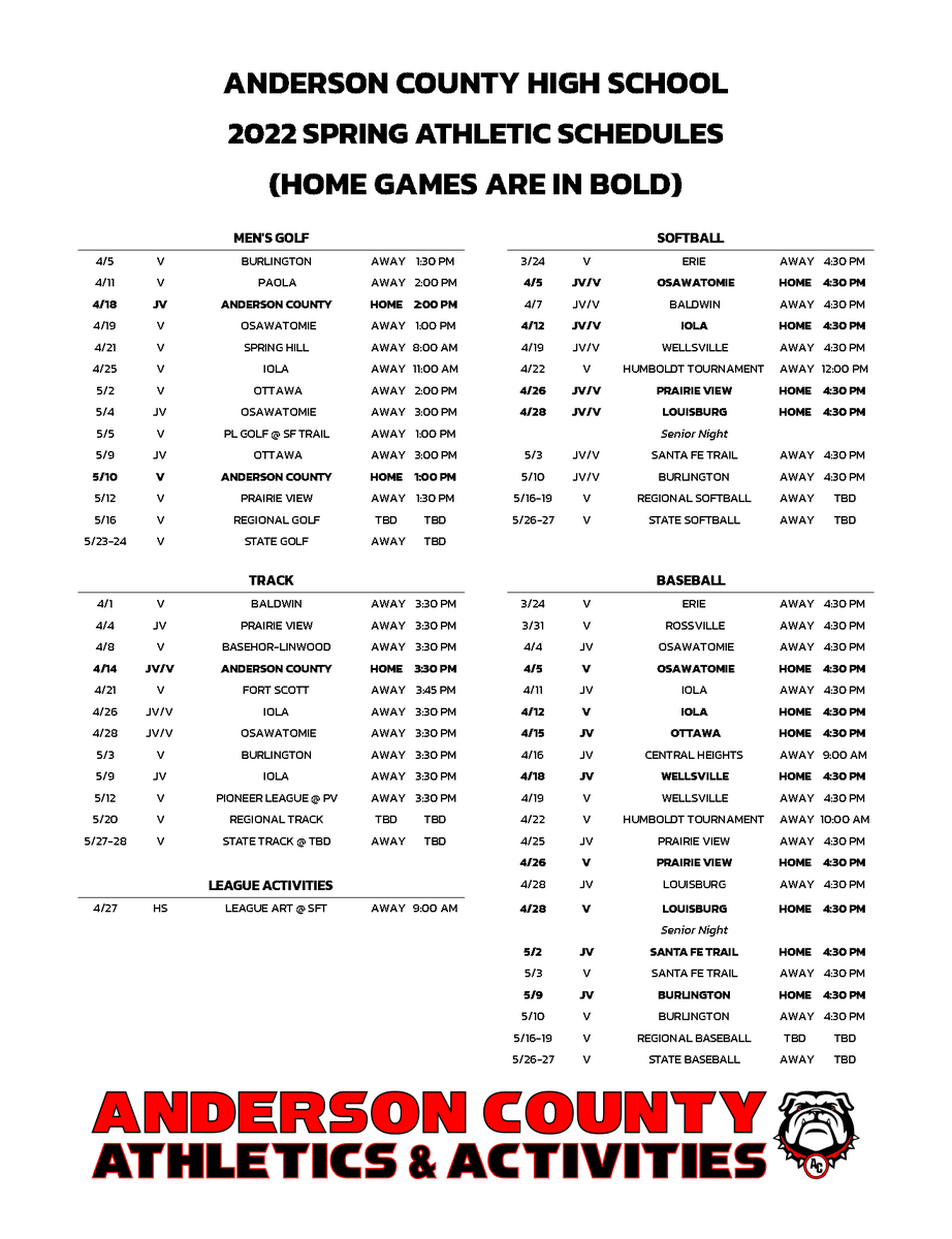 ACJSHSAthletics's tweet photo. 2021-2022 ACJSHS athletic schedules are now available for viewing! Click the link below to view the schedules:

https://t.co/neSlRYBDEJ

#BulldogUpdate https://t.co/zNHXdBysLB