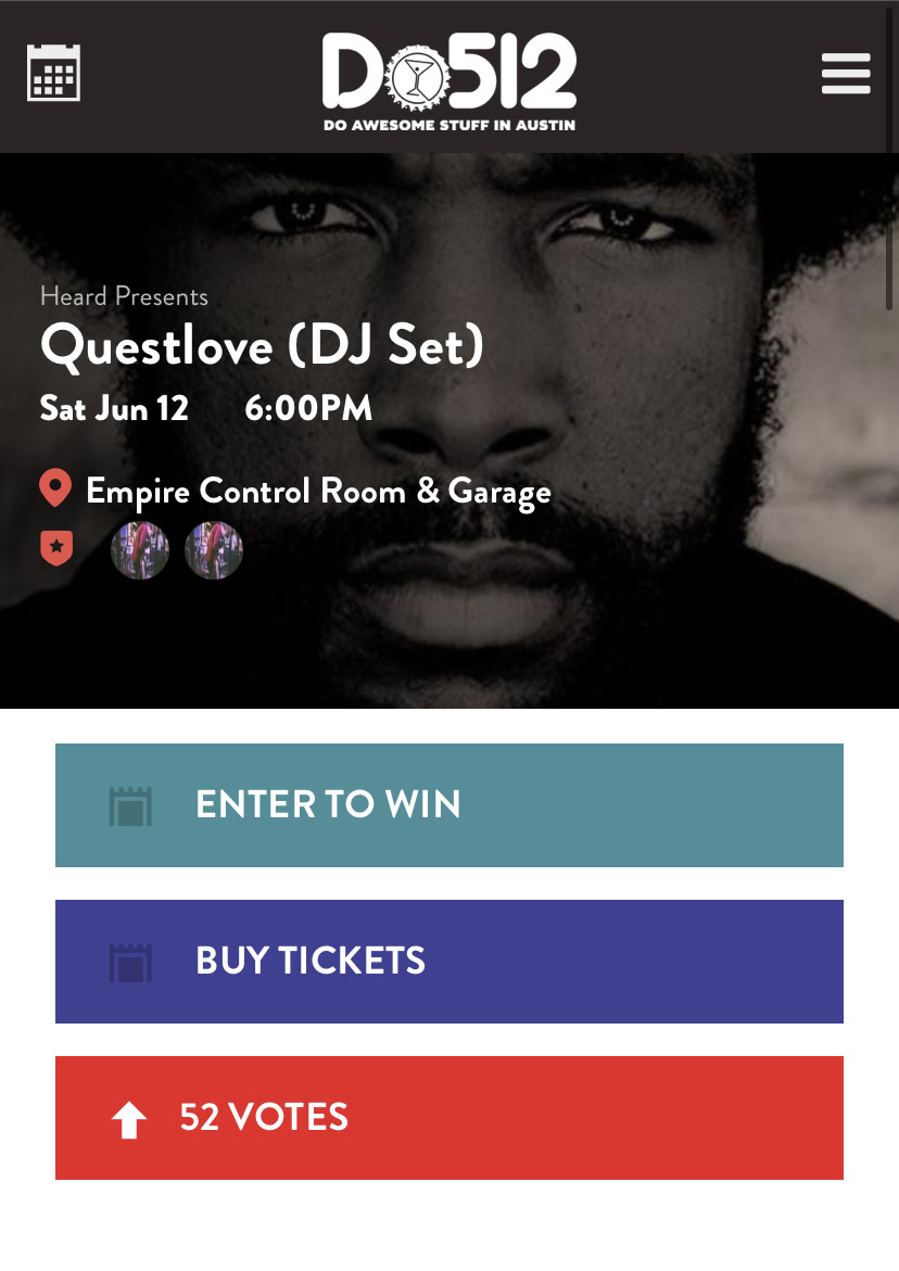 EmpireATX's tweet photo. ★ THIS SATURDAY ★

@Questlove is returning to Empire on June 12th with @djbuckrodgers, @djumami, @IAMFERNO, &amp; @djkaycali 💽

Thx to @Austin360 &amp; @Do512

Enter for a FREE tickets from Do512 at
☞ https://t.co/wbibvL8WnY https://t.co/CI2Fu2TTiO