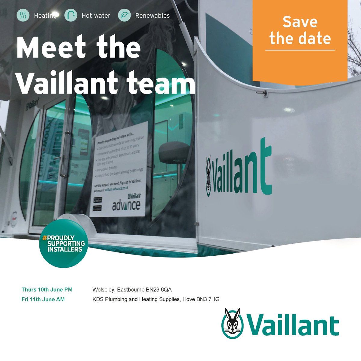 We're delighted to be back on the road! Our <a href="/VaillantJodie/">Jodie Crouch</a> is visiting merchants this week. Here's where you can catch up with her #TeamVaillant #ProudlySupportingInstallers.
