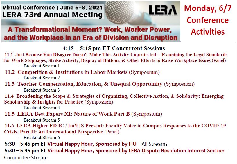 LERassn's tweet photo. Monday sessions 4:15 - 5:15 pm ET #LERA73rd #LERA
https://t.co/ugSKPlS3Lg https://t.co/NdOoINTR3C