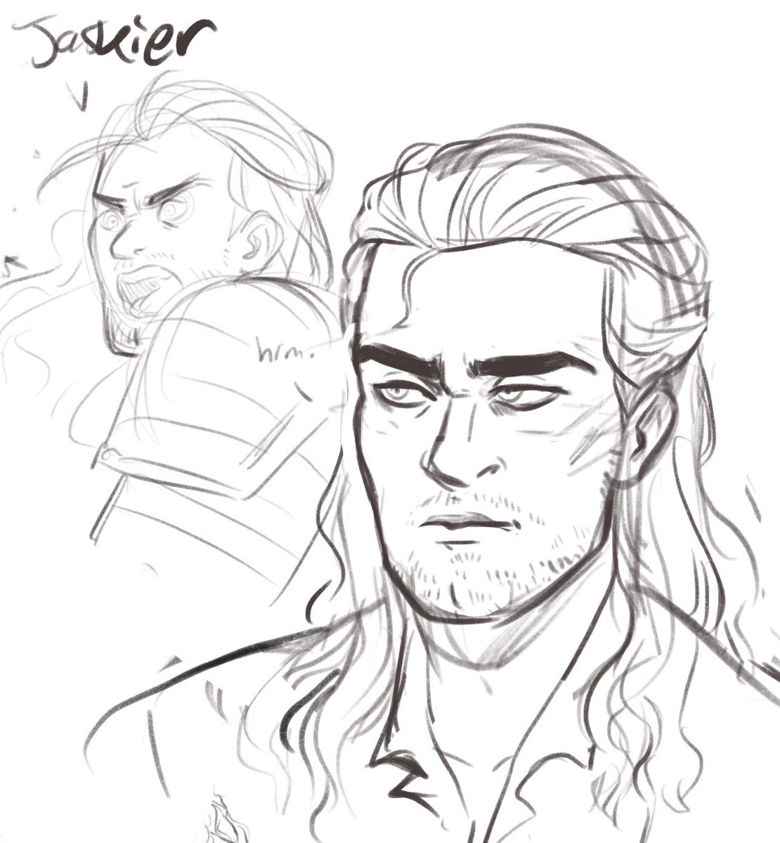 Haven't had time to make any proper art but here's some jaskier and geralt doodles 