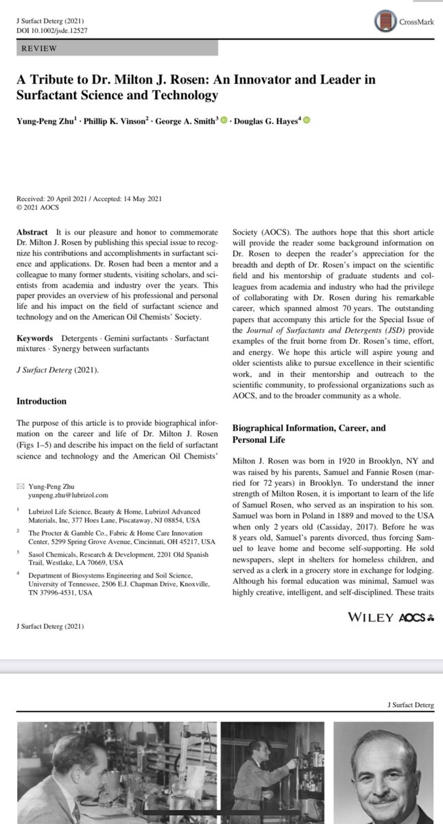 RonaldMarq's tweet photo. A review of Dr. Milton Rosen Prolific S&D Career just published by the Editor of JSD. Also indicating that Dr. Jean-Louis Salager is the only Academic that has received the Samuel Rosen award, instituted by Dr. Rosen https://t.co/yj1Tkxx7Zu
@aocs @jbullontorr #Firp #cienciautil https://t.co/6ZEnWAs6fI