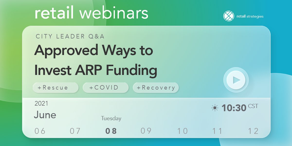 retailadviser's tweet photo. Approved Ways to Invest ARP Funding
There's still time! Join us tomorrow at 10:30 A.M. C.S.T for a live session for city leaders to ask specific questions about provisions for their community.
Register Here: https://t.co/djsl0ZO0mS
.
.
#arpfunding @avenuinsights https://t.co/iJrQ65TWGm