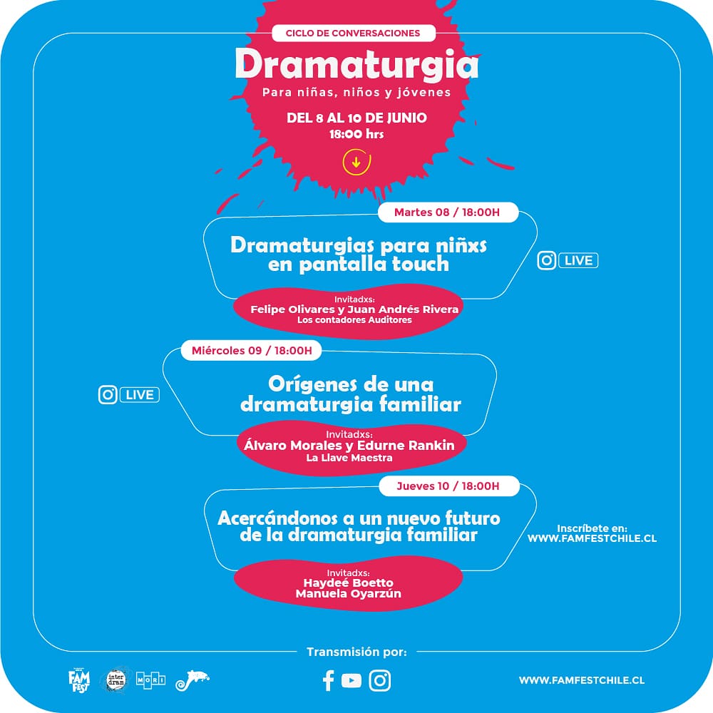 famfestcl's tweet photo. Mañana comienza nuestro ciclo de conversaciones "Dramaturgia para niñas, niños y jóvenes" 😍 junto a @Interdram te invitamos a participar de esta instancia, inscribete para participar en "Acercándonos a un nuevo futuro de la dramaturgia familiar" aquí 👇
https://t.co/DjigcpzxoI https://t.co/JeqnEa12T7