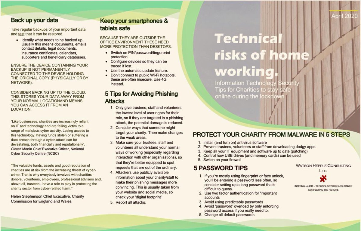WatsonHepple's tweet photo. We work with businesses and, increasingly, charities. Both are falling victim to an increasing range of cyber attacks. As many charities will continue to ask staff to work from home, even after lockdown eases, we have a few tips to help navigate #CyberAttack and #ITsecurity https://t.co/OWsWdnQ2MJ