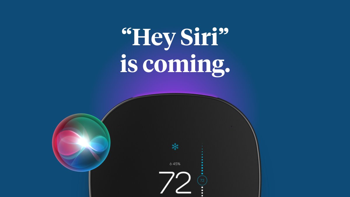 SmartThermostat with voice control will become the first smart thermostat with Siri. Coming this year. Learn more: bit.ly/3pGzw8p