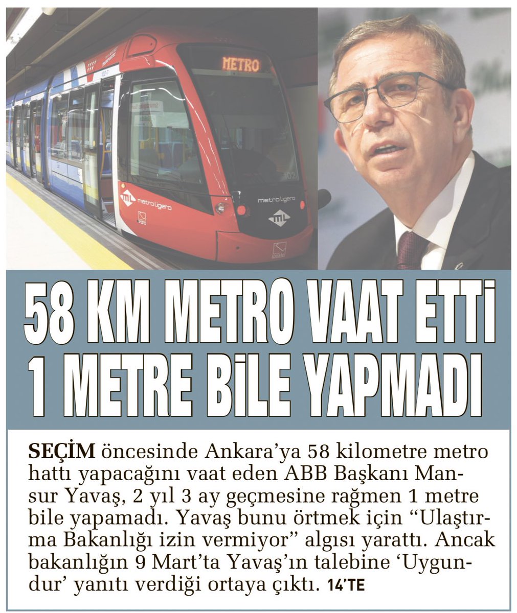 kenan_kiran's tweet photo. Seçim öncesinde Ankara’ya 58 kilometre metro hattı yapacağını vaat eden Mansur Yavaş, 2 yıl 3 ay geçmesine rağmen 1 metre bile yapmadı @volkan_gultekin @mansuryavas06 @tolga06ozlu https://t.co/rztzxt960x