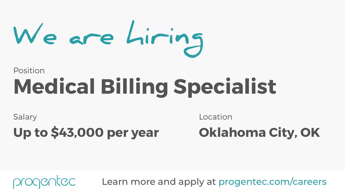 ProgentecDx's tweet photo. We are #Hiring an experienced Medical Billing Specialist in Oklahoma City, OK
Join our team and help us improve the lives of people battling autoimmune disease like lupus and multiple sclerosis https://t.co/Rd2i0ouN6U