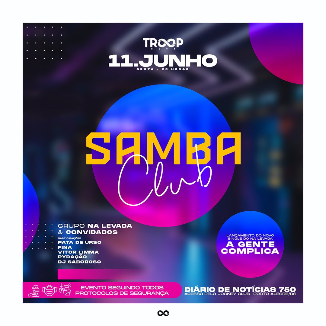 troopclubpoa's tweet photo. Sexta teremos um Samba Club mais que especial. 😍

| LANÇAMENTO DA NOVA MÚSICA DO NA LEVADA |

Confira as atrações presentes nesta edição:
🎤 GRUPO NA LEVADA
🎧 DJ SABOROSO

Participações:
• Grupo Pyração
• Grupo Pata de Urso
• Grupo Fina
• Cantor Vitor Limma

🔥🚀 https://t.co/FeGifydxqL