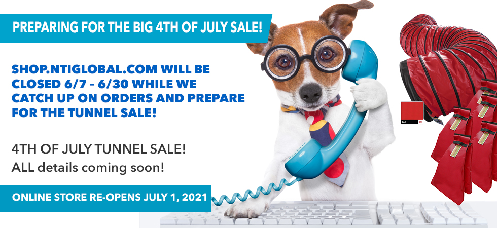 DogSportMag's tweet photo. https://t.co/040aBHYlyD will be closed starting today June 7 - June 30 while we catch up on orders and prepare for the Tunnel Sale! Our shopping cart will re-open on July 1, 2021. We will be having a 4th of July Agility Tunnel sale. Mark your calendar. Details to follow! https://t.co/JT4DGCyJSJ