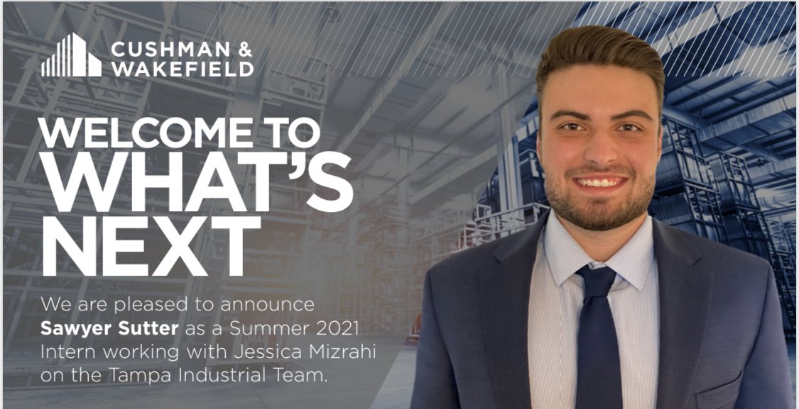 JIndustrial_TPA's tweet photo. I am so excited to have Sawyer Sutter join our industrial team at C&W this summer for an internship position! Sawyer attends Florida Gulf Coast University. I’m looking forward to helping cultivate new young talent into the business!
#summerintern #creintern #industrialcre https://t.co/GdEbrSVclk