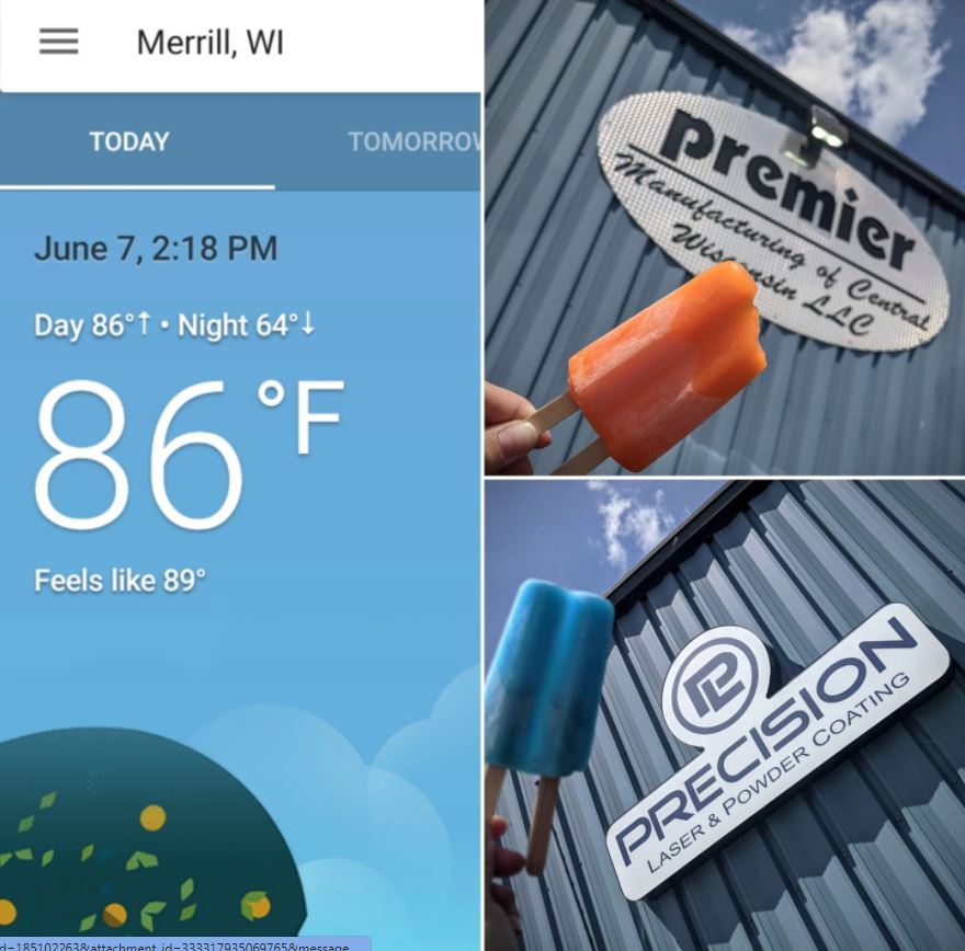 It's often 10-20° warmer in the shop than outside 🥵 and our employees still get it done!! 
So we try to keep them cool with popsicles 🥶... They've more than earned it 🌟 Keep it up guys!!!