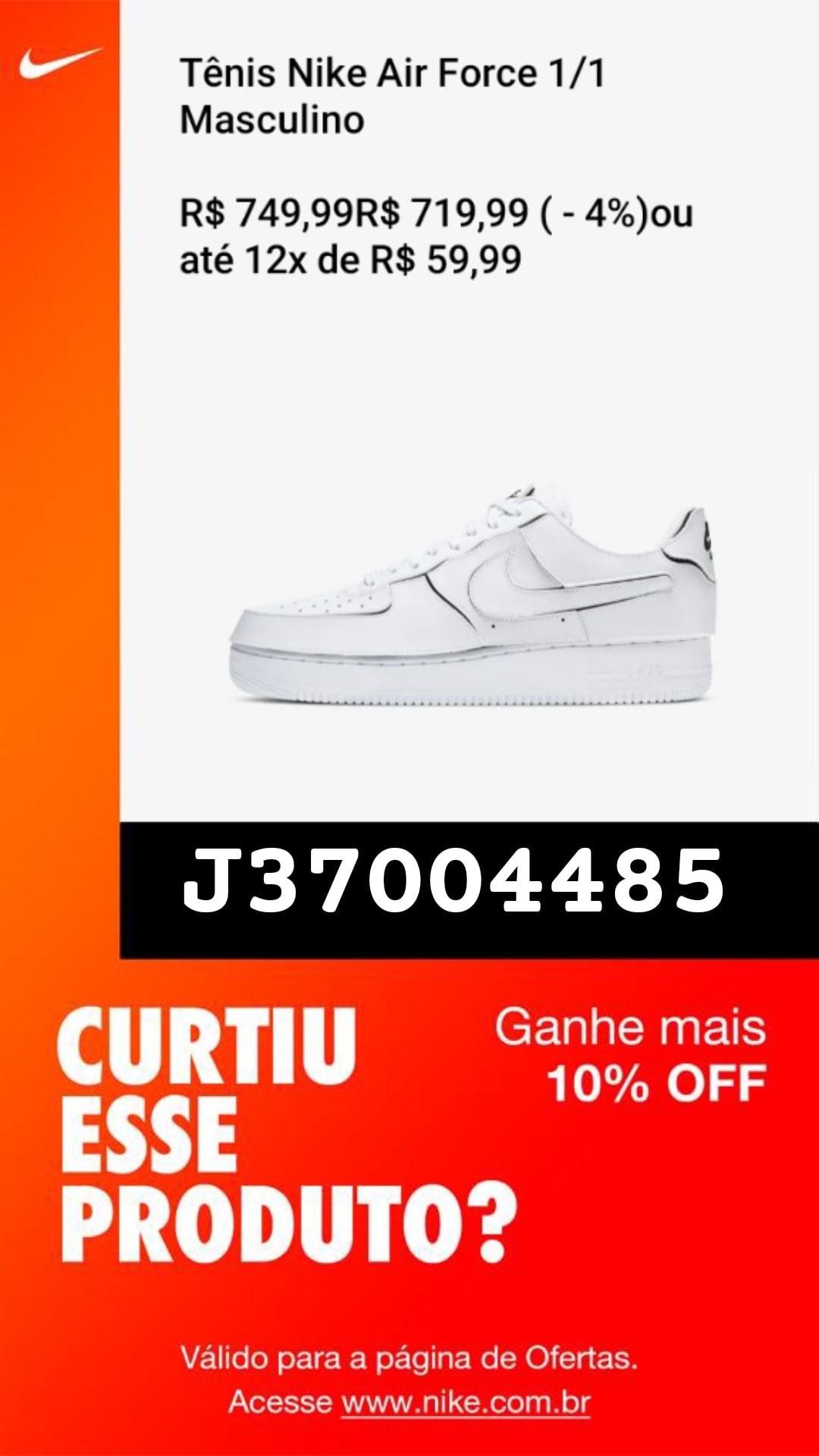 Cupom desconto hotsell site nike