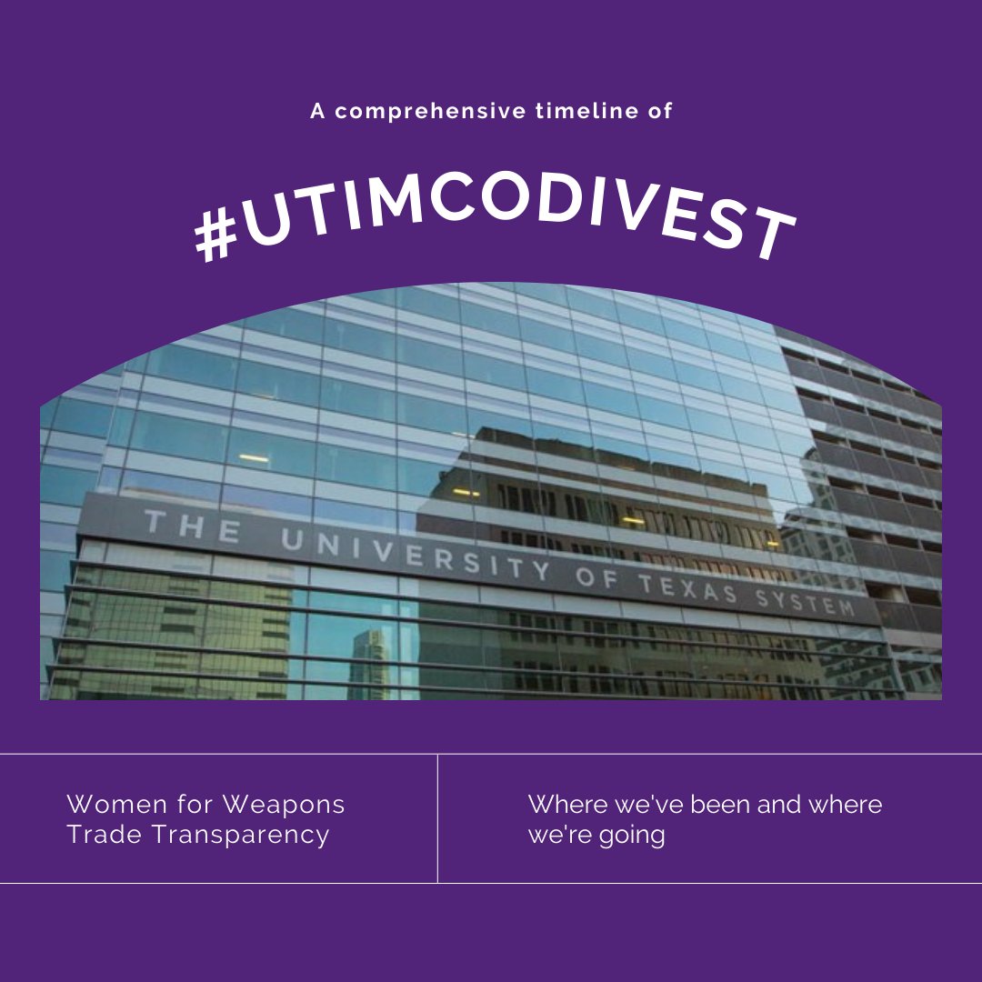 w2t2impact's tweet photo. Where we've been and where we're going...
Take a look at the comprehensive timeline of our #UTIMCODIVEST campaign!
#utimcodivest #weapons #ArmsTrade #humanrights #esginvesting #divestment #riskmanagement #womenforweaponstradetransparency #womeninsecurity #w2t2 https://t.co/gAoUvmWn3n