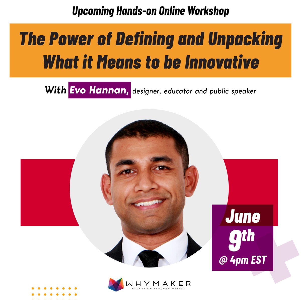 WhyMaker's tweet photo. Join us this week with special guest Evo Hannan. We will discuss what innovation is and what it means to be innovative within the education system.
#teaching #stem #educators #virtuallearning #hybridlearning #education #dtk12 #stemedu #edtechchat #TeachingSTEMnow #innovation https://t.co/p1mgDqsT1H
