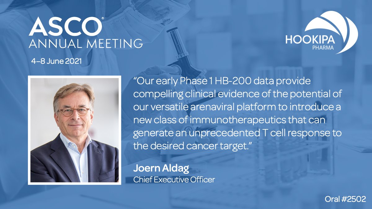 We’re excited to share new Phase 1 data for our HB-200 #immunotherapy program in advanced #HPV 16+ #cancer, showing outstanding HPV16+ specific #Tcell response following dosing ir.hookipapharma.com/news-releases/… #ASCO21