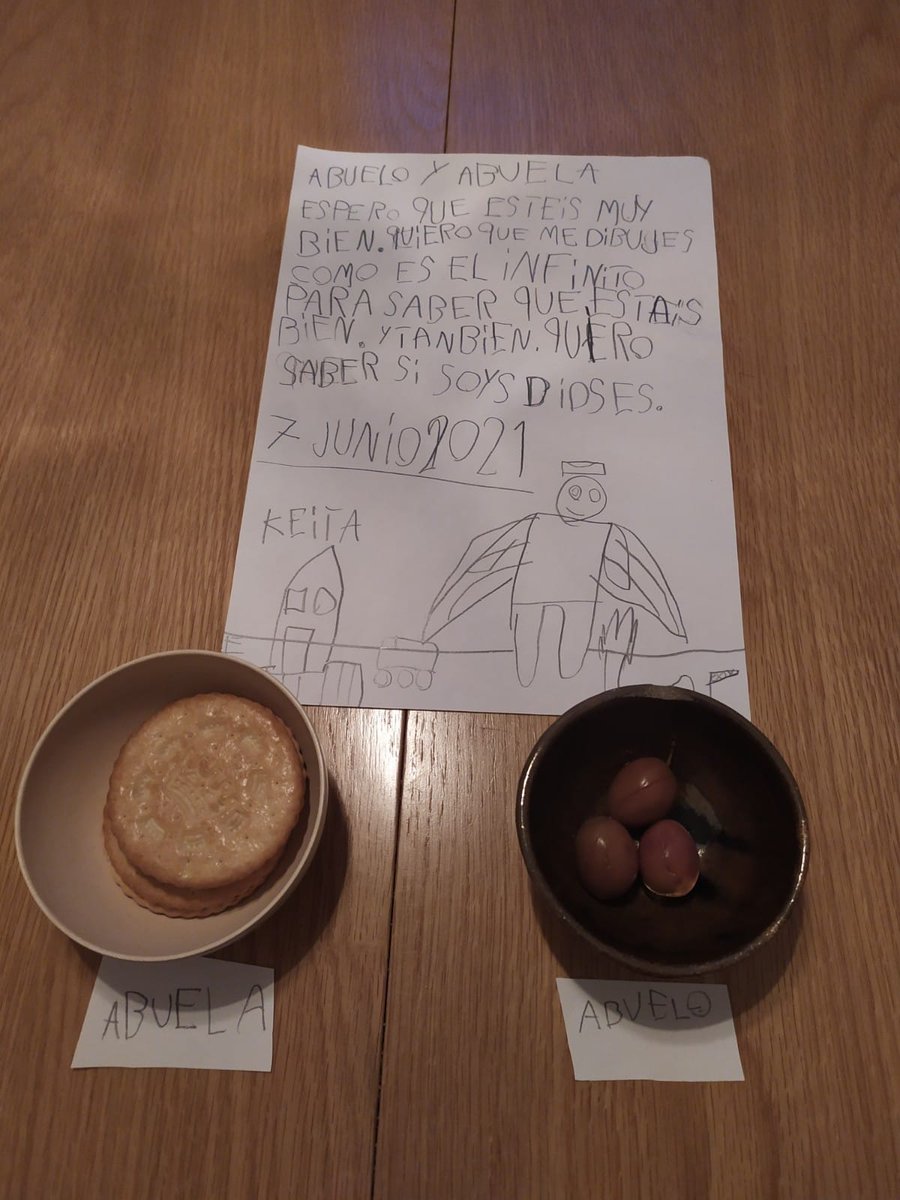 No puedo para de llorar.💔 Hoy mi sobrino Keita de 7 años le ha escrito esta carta a mis padres ,sus abuelos, que fallecieron el año pasado .