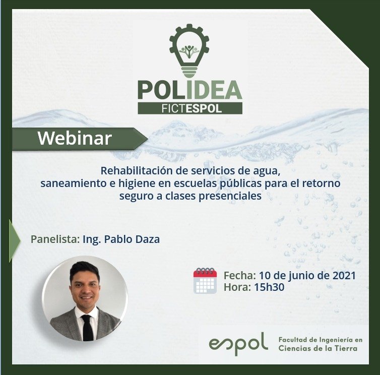 fictespol's tweet photo. Te invitamos a formar parte del Webinar "Rehabilitación de servicios de agua, saneamiento e higiene en escuelas públicas para el retorno seguro a clases presenciales"

Si aún no estas preinscrito, regístrate en el siguiente enlace: https://t.co/eh9YcV6mxE https://t.co/RK8Wytt8EE