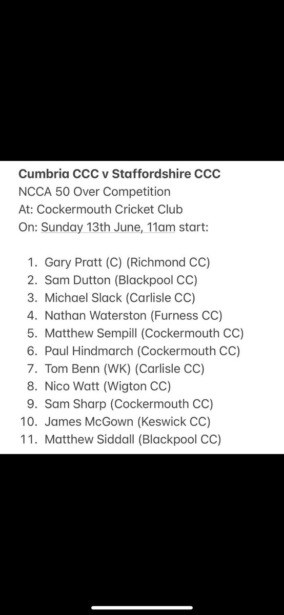 Team to face <a href="/StaffsCCC/">Staffordshire CCC</a> #sausages
