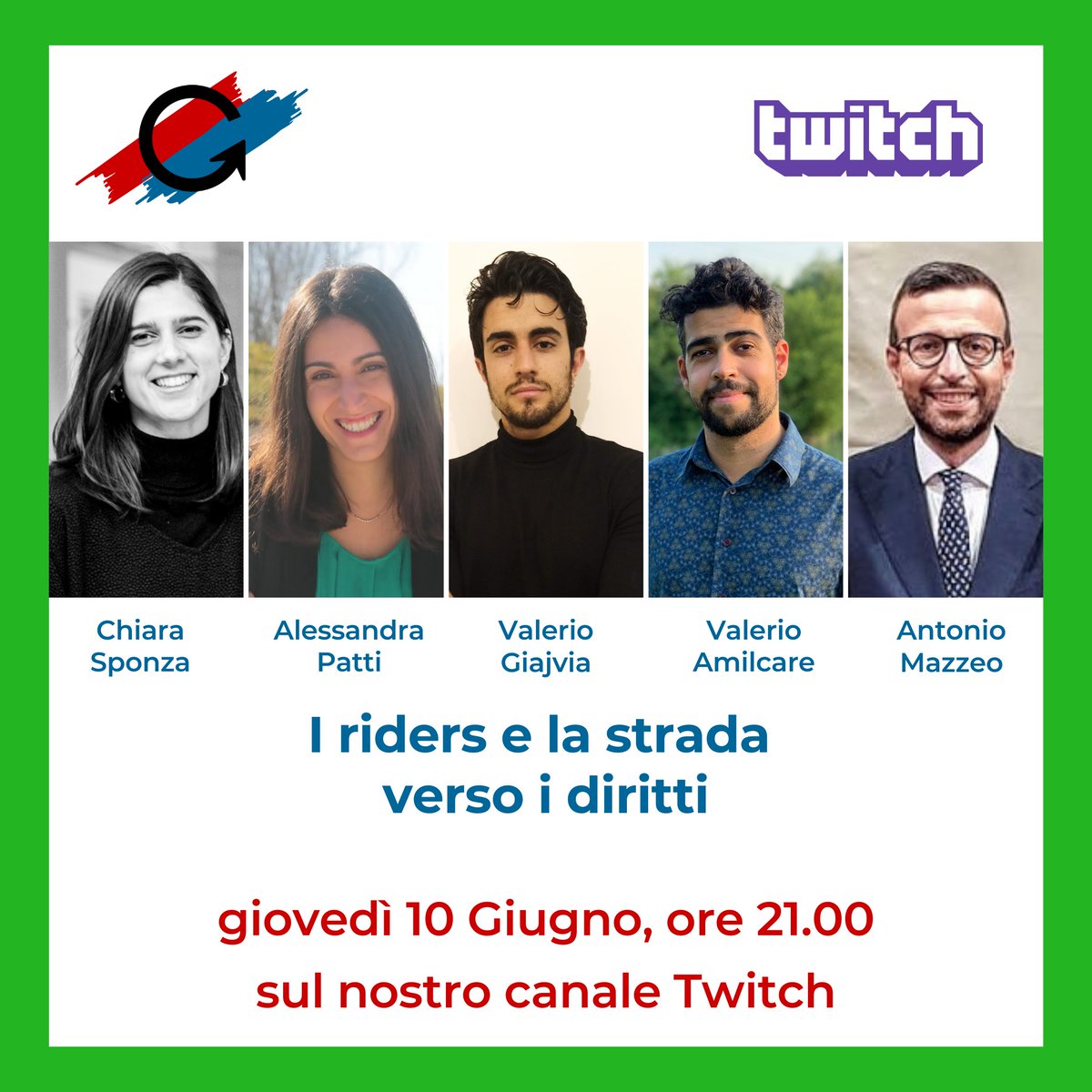 ZeroGenerazione's tweet photo. 💡Vi aspettiamo giovedì 10 giugno alle 21:00 sul nostro canale #Twitch https://t.co/8zMTqaNeRE!
@PdiPatti @mangiasogni2 

#riders #diritti #lavoro #italia #generazionezero #twitch #food https://t.co/uUfbIAbdpN