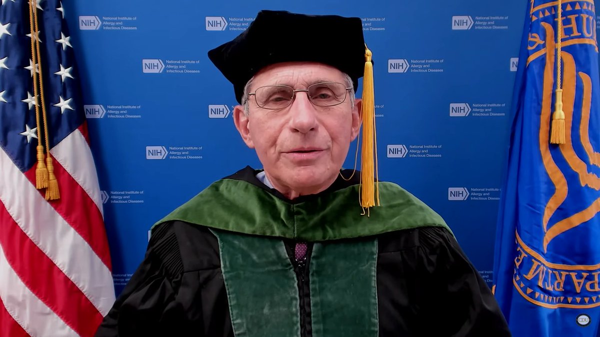.@NIAIDNews Director & Presidential medical advisor Dr. Anthony Fauci accepts an honorary doctoral degree from CDU: 'You have manifested the strength, resiliency and passion for your work that has brought you through this experience stronger and prepared for what lies ahead.'