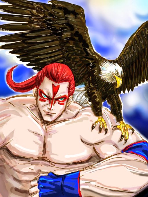 Virtua Fighter
プロレス
ウルフ・ホークフィールド

CGポートレート参考
アメリカンイーグルと一緒に😁

#VFお絵描き部 
#イラスト
#バーチャファイター 