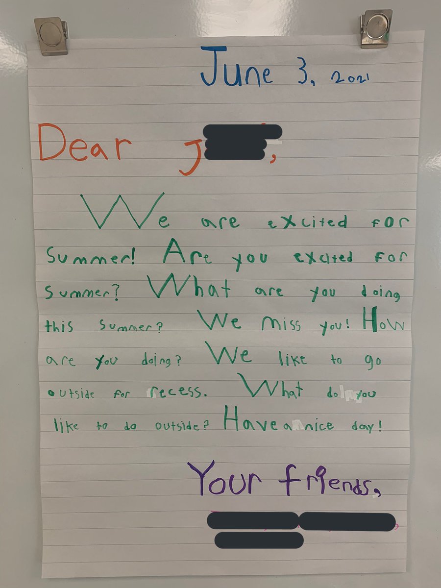 L is for LETTER day!

Today we finished writing our letter to our friend J who has been learning online this year. We can’t wait for him to read our letter!📝📬 <a href="/SMYocsb/">St. Marguerite d'Youville School</a>