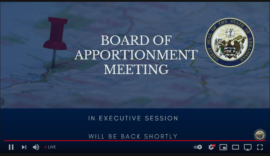 ARVotersFirst's tweet photo. The Board of Apportionment began the mtg by approving minutes and making a motion to go into an executive session to discuss &amp; evaluate a candidate for redistricting coordinator. They are temporarily adjourned and will  reconvene after their discussion. Stay tuned! #arpx https://t.co/fVhvJ2Q1nQ