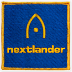 Nextlander logo, which looks like an arch with a dot on the center