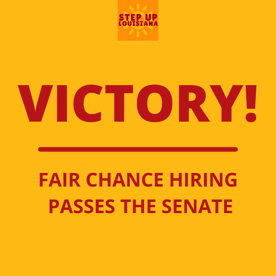 On to the Gov's desk! @MattWillard97's #FairChance bill will open doors for 1000s of Louisianans. Gratitude to the formerly incarcerated organizers who led this fight &amp; to our partners @FIPVOTENOLA <a href="/JacLouisiana/">JACLouisiana</a> <a href="/First72Plus/">The First 72+</a> <a href="/PowerCoEJ/">Power Coalition for Equity and Justice</a> <a href="/LIUNA/">LIUNA</a> Local 99 &amp; <a href="/ACLUofLouisiana/">ACLU of Louisiana</a> #lalege