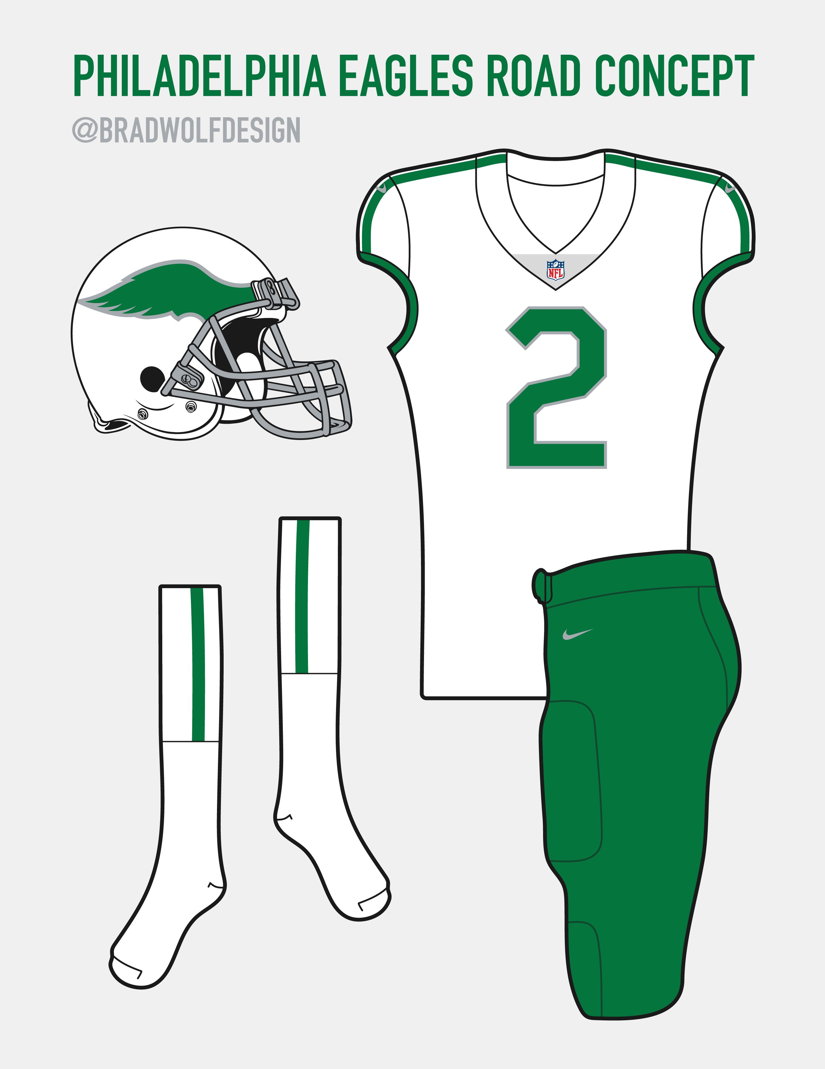 Brad Wolf on X: Here's my Eagles uniform concept for the folks who have  been calling for a return to kelly green. 🦅 What do y'all think?   / X