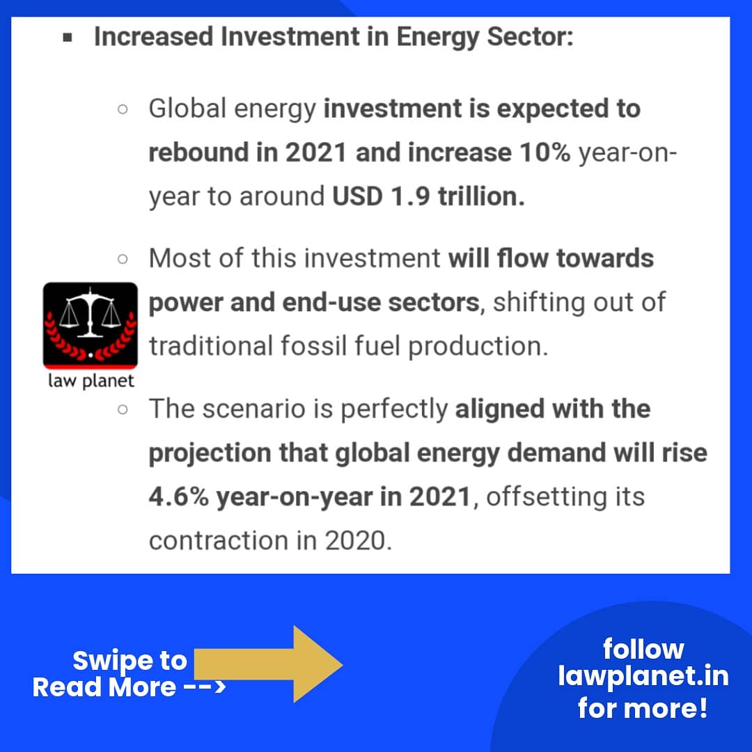 lawplanetindia's tweet photo. IEA's World Energy Investment Report 2021! Follow @lawplanet.in for more!
.
.
#iea #india #gk #currentaffairs #energy #investment #report #economy #upsc #ias #pcs #ips #law #legal #legalgk #currentgk #dailygk #lawyers #lawstudent #lawfirm #civilservices #legaleducation https://t.co/8xbBvlr0iO