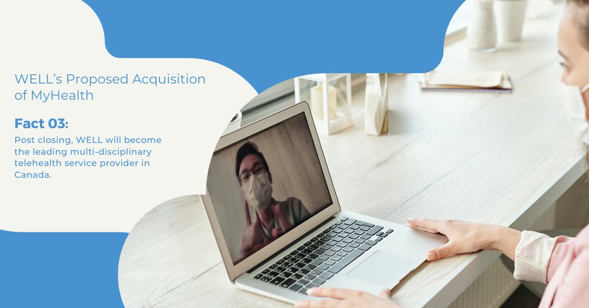 ~75% of MyHealth’s medical consultations are conducted via telehealth. Post closing, WELL is expected to be a leading multi-disciplinary telehealth service provider in Canada. Learn more: well.company/for-investors/… #tsx #well #telehealth #digitalhealth #healthcare #canada