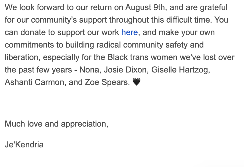 jesserbnwtz's tweet image. Please join me in sending some $$ to support @SafeSpacesDC in their extended bereavement leave.