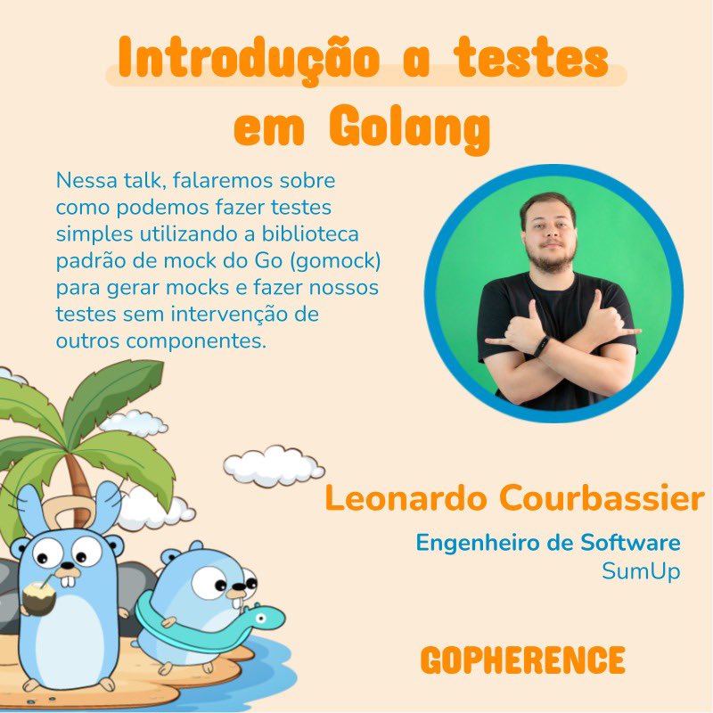 gopherence's tweet photo. Chegamos na semana do meetup!!! 🚀 
O tempo passou voando e não poderíamos deixar de falar de testes em golang! Leonardo que é engenheiro de software na SumUp e tem dois anos de experiência com a linguagem vai mostrar na prática como podemos fazer testes simples https://t.co/DG2muq0uZh