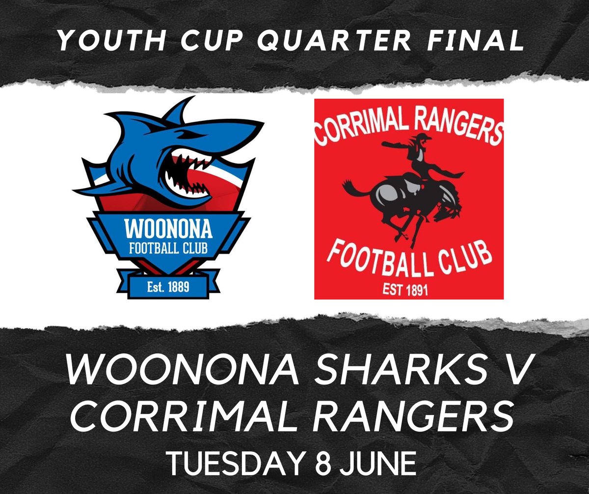 💥💥MATCH DAY💥💥 •
🏆 YOUTH CUP Q/FINAL
📆 TUE 8 JUNE
🆚 Woonona Sharks -v- Corrimal Rangers
⏰ 6pm
📍 Crehan Park, Cringila 
#GoSharkies 🦈