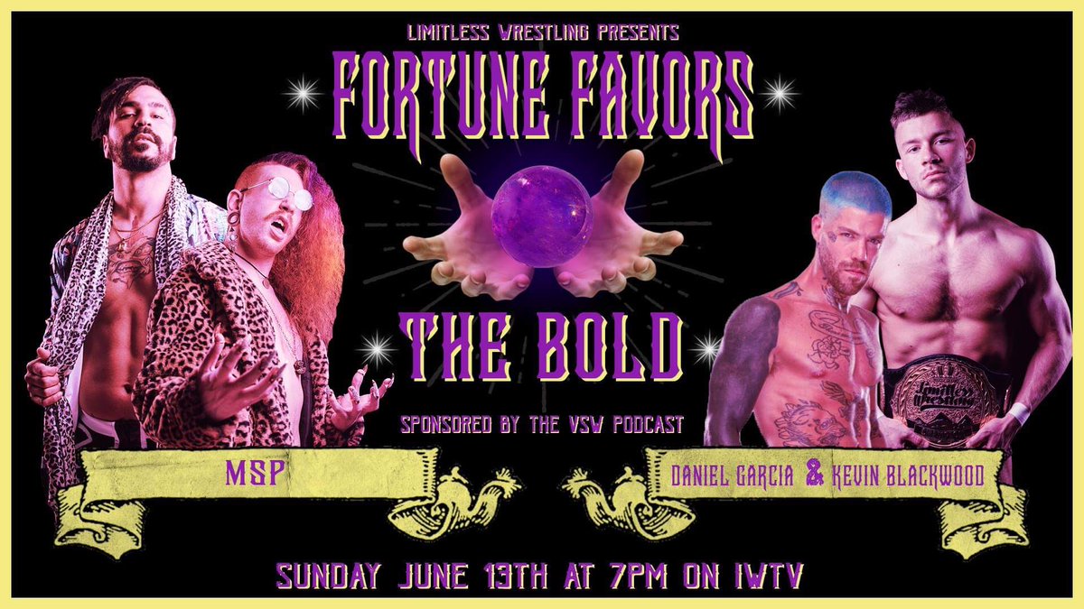 LWMaine's tweet photo. OFFICIAL: MSP vs. Kevin Blackwood & Limitless Wrestling Champion, Daniel Garcia has been added to our return to @indiewrestling THIS SUNDAY @ 7PM! #FortuneFavorsTheBold๐ฎ
If MSP are victorious, Limitless Wrestling Tag Team Championships will be made official for later this year. https://t.co/z4clgyqZoY