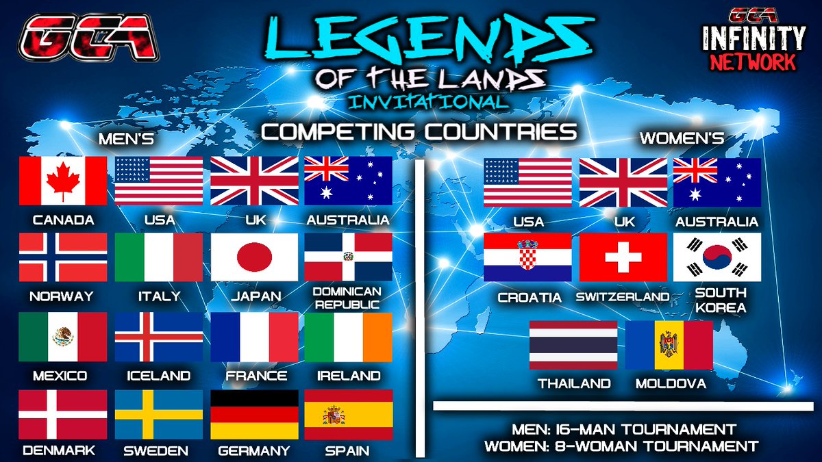 GCAWRESTLING2K's tweet photo. BREAKING!
We're excited to announce the countries which will be represented in our #GCAInfinityNetwork: Legends Of The Lands Invitational Tournaments! ๐ฎ
78 stars from across the globe have entered the draw!! Question is, who will be entering? Stay tuned! ๐๐บ๏ธ
#GCAWrestleVerse https://t.co/WKTouahxg9