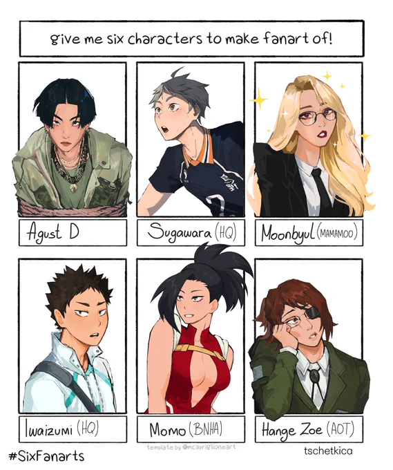 Just gonna drop this here💫

(#SixFanarts #bts #haikyuu #aot #bnha #MAMAMOO) 