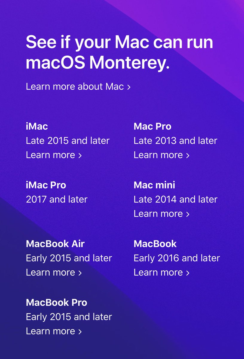 Quick rundown of MacOS Monterey support. I’ve personally lost support for my 2014MBP (Rip Nvidia) by somehow the 2013 MacPro maintained support.