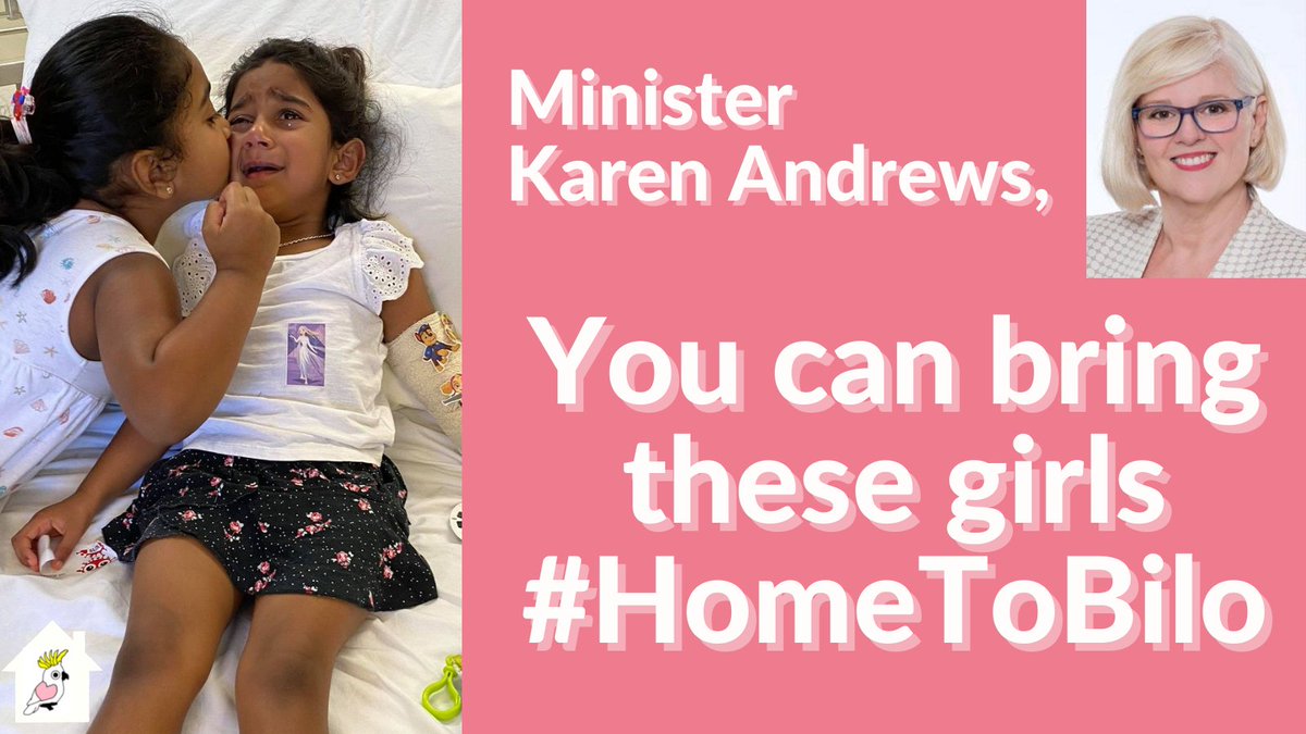 HometoBilo's tweet image. BREAKING: Tharni has been diagnosed with (untreated) pneumonia. 
We think this caused her blood infection. How did this go undiagnosed for so long that she became so ill? Please keep her in your thoughts. 
Karen Andrews, you can end this little girl&apos;s suffering today. #HomeToBilo