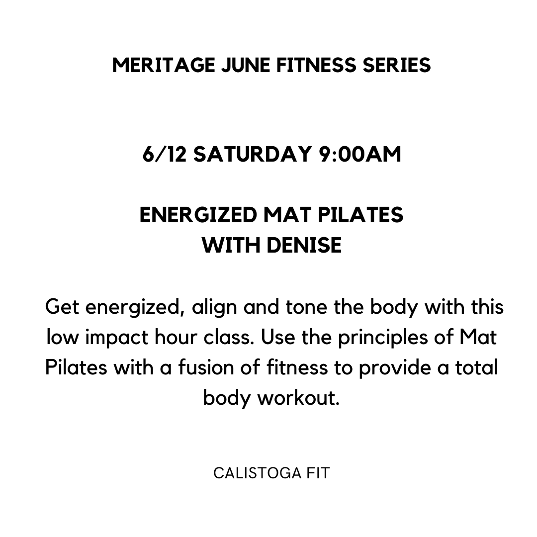 Energized Mat Pilates with Denise this Saturday at the Meritage Resort &amp; Spa! Can't wait to see you there. #Calistoga #NapaValley #MeritageResort #Exercise #MatPilates #Pilates #Fitness #Workout #Norcal #MeritageResort #CalistogaFit #BayArea #WeekendWorkout #WineCountry