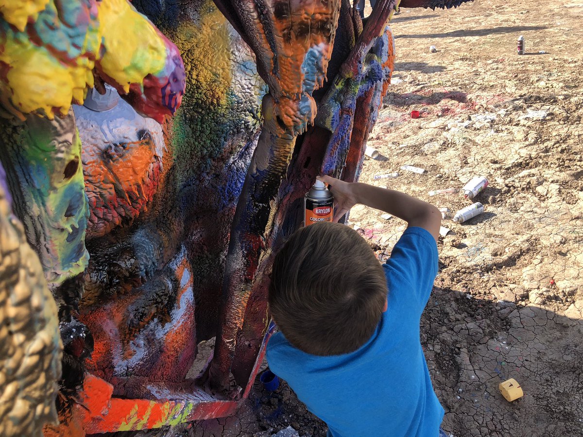 roadmaven's tweet photo. Did our thing. #cadillacranch #route66 #amarillo https://t.co/iqU2XWbmBs