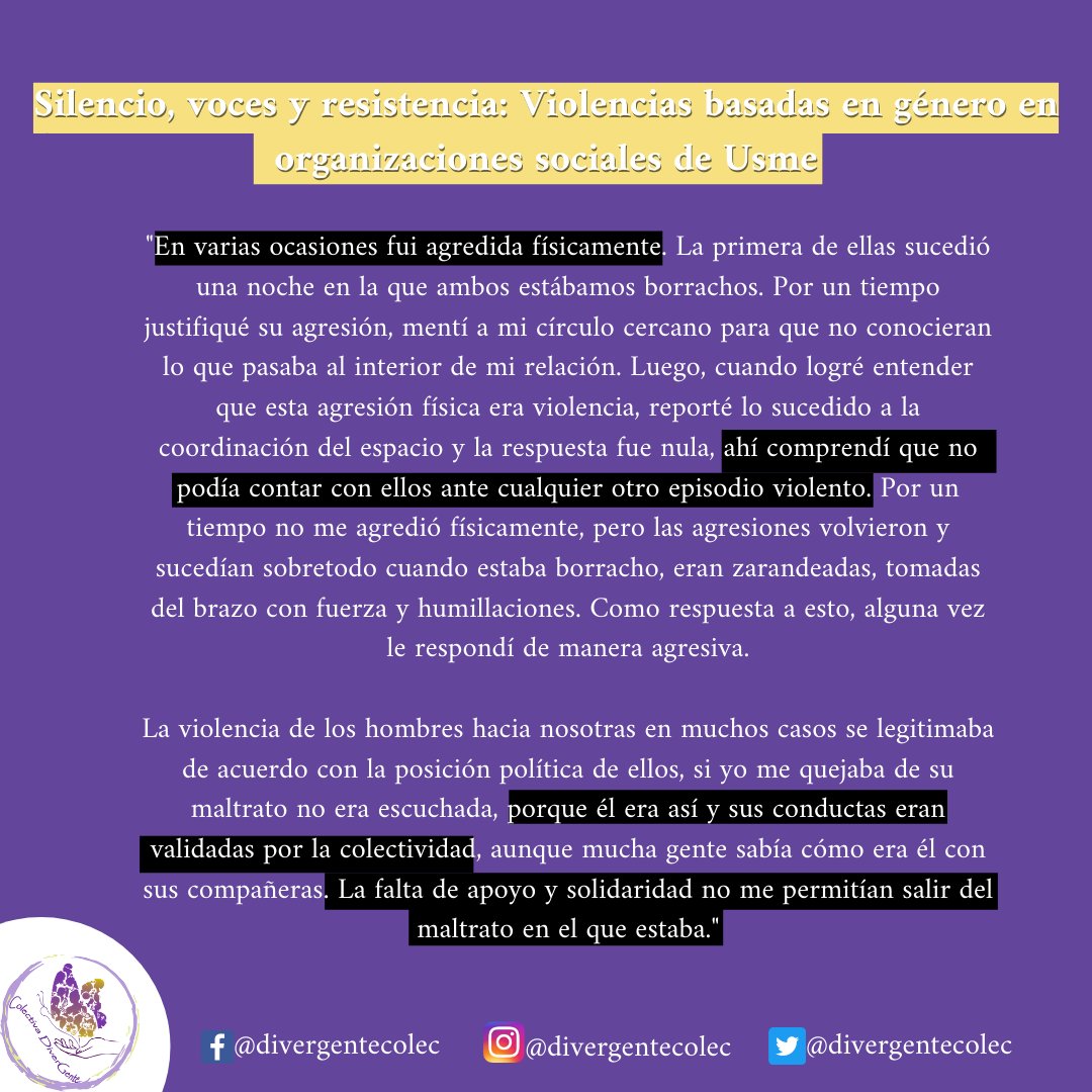 divergentecolec's tweet photo. Aquí un fragmento de nuestro reportaje llamado silencio, voces y resistencia: Violencias basadas en género en organizaciones sociales de Usme.

Enlace: https://t.co/CsafwAmerT... https://t.co/dhPMNdjEO1