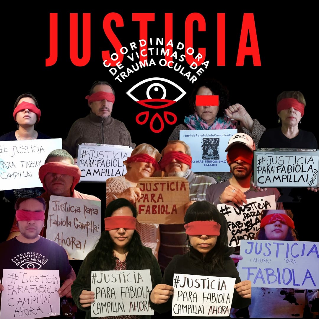 Exigimos justicia para nuestra compañera Fabiola Campillai AHORA.
Fabiola fue cegada por un disparo del Carabinero Patricio Maturana Ojeda, quien a un año y medio de la agresión a Fabiola, sigue sin ser juzgado #justiciaahoraparafabiolacampillai #justiciaparafabiolacampillaiahora
