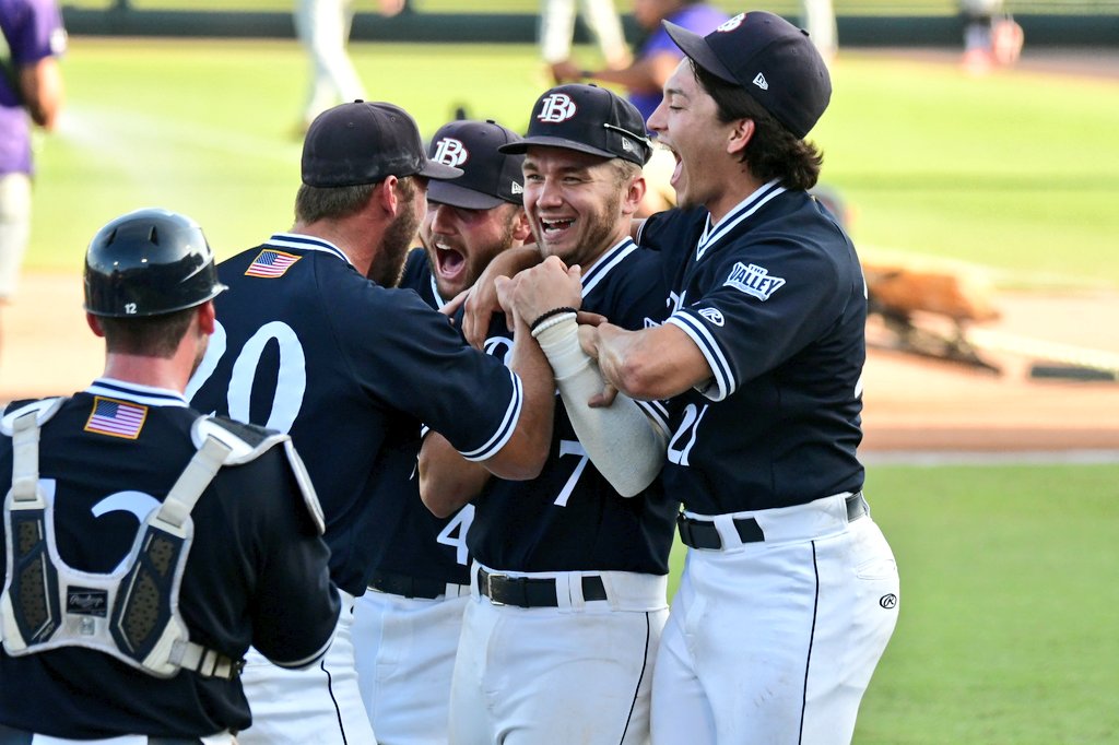 Ryan Wrobleski, the MVP of the Fort Worth Regional, gets mobbed by teammates. He came up huge for <a href="/DBU_Baseball/">DBU Baseball</a>, especially after the Patriots lost two key bats to injury.