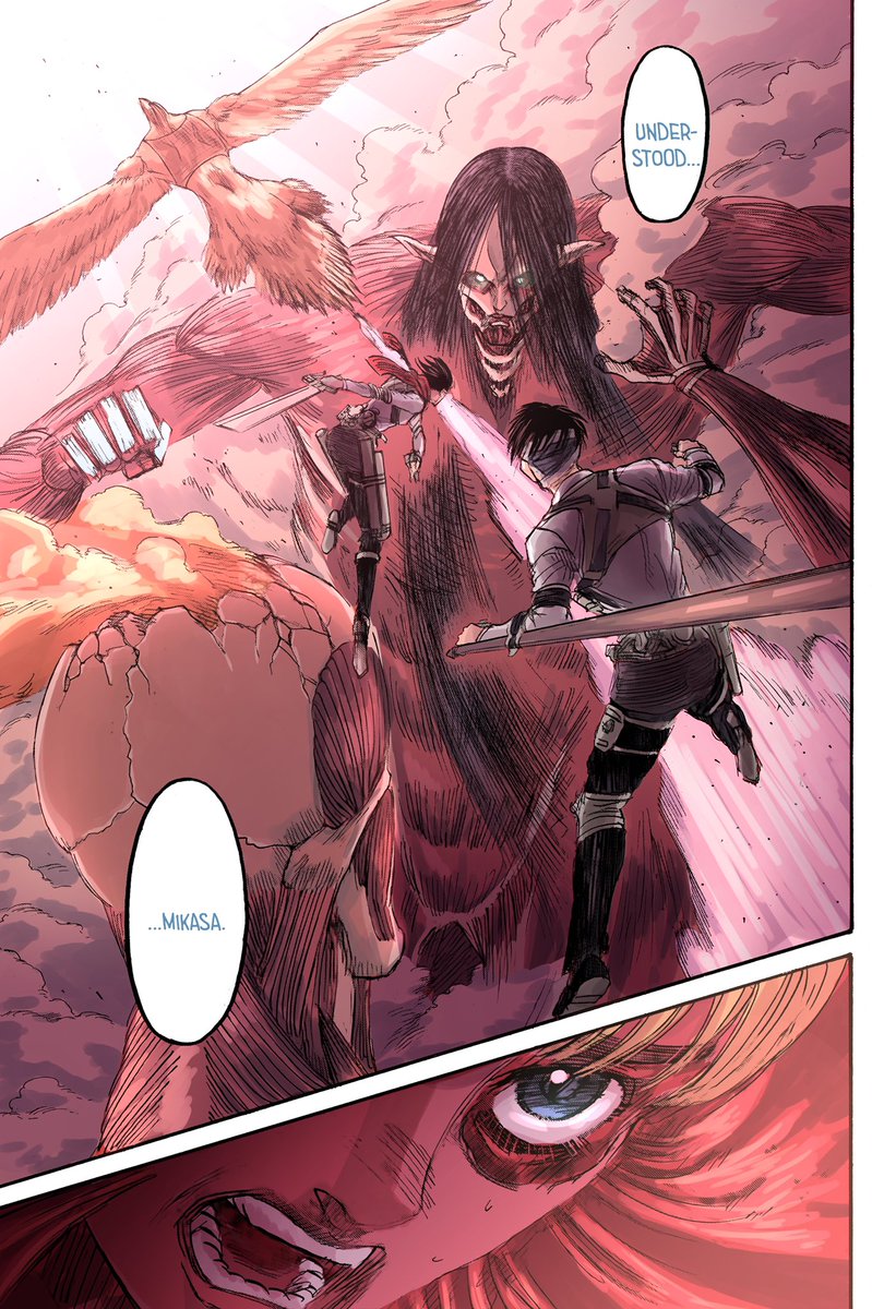 Reef_Color's tweet photo. ‘Understood, Mikasa’ #aot #shingeki #shingekinokyojin #snk #attackontitan #aot138 #scnk #erenjeager #mikasa #leviackerman #armin @SCNK_Official https://t.co/wsJWlT50xO