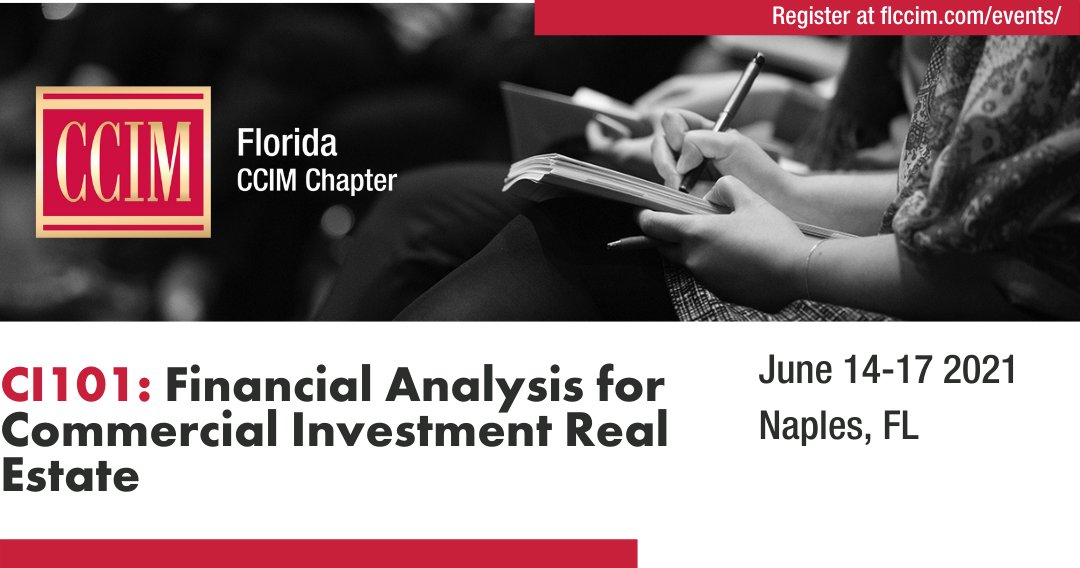 CCIMFlorida's tweet photo. The prerequisite to CI 102-104, this course will provide you with a foundation of practical financial analysis skills you need to succeed in the following courses and in the field. Join us in Naples for the next #CI101 Course!
#FLCCIM #CRE https://t.co/6hbTJgb7Fy