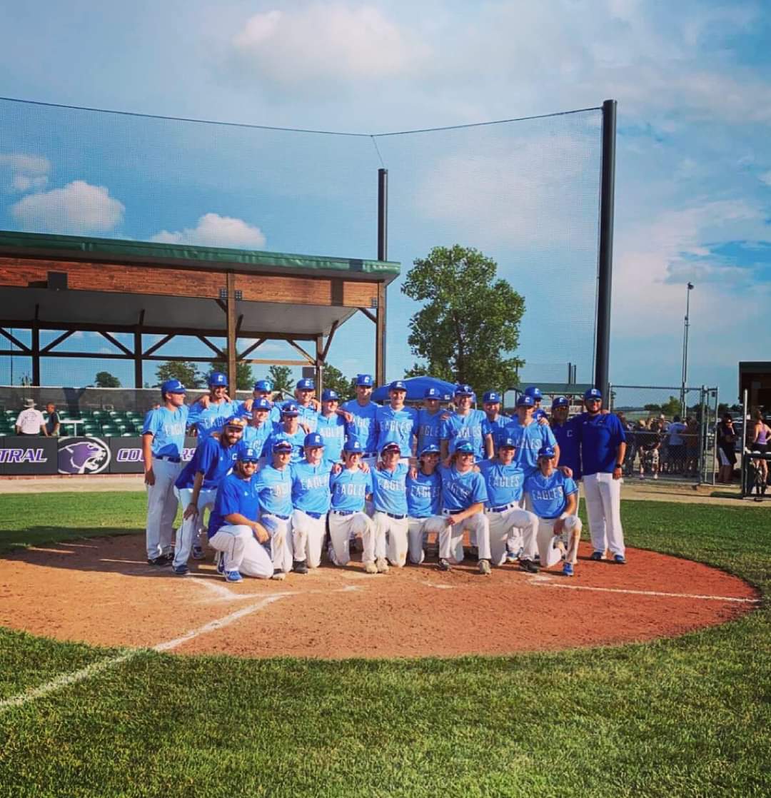 Thompy20's tweet photo. Regional Champs! @CHSEagleBasebal takes down the Cougars on the back of a 2 hitter by @WibbenmeyerAdam! Stellar defense and timely hitting for the boys in blue! #ontothenextone https://t.co/YytM9rHHNa